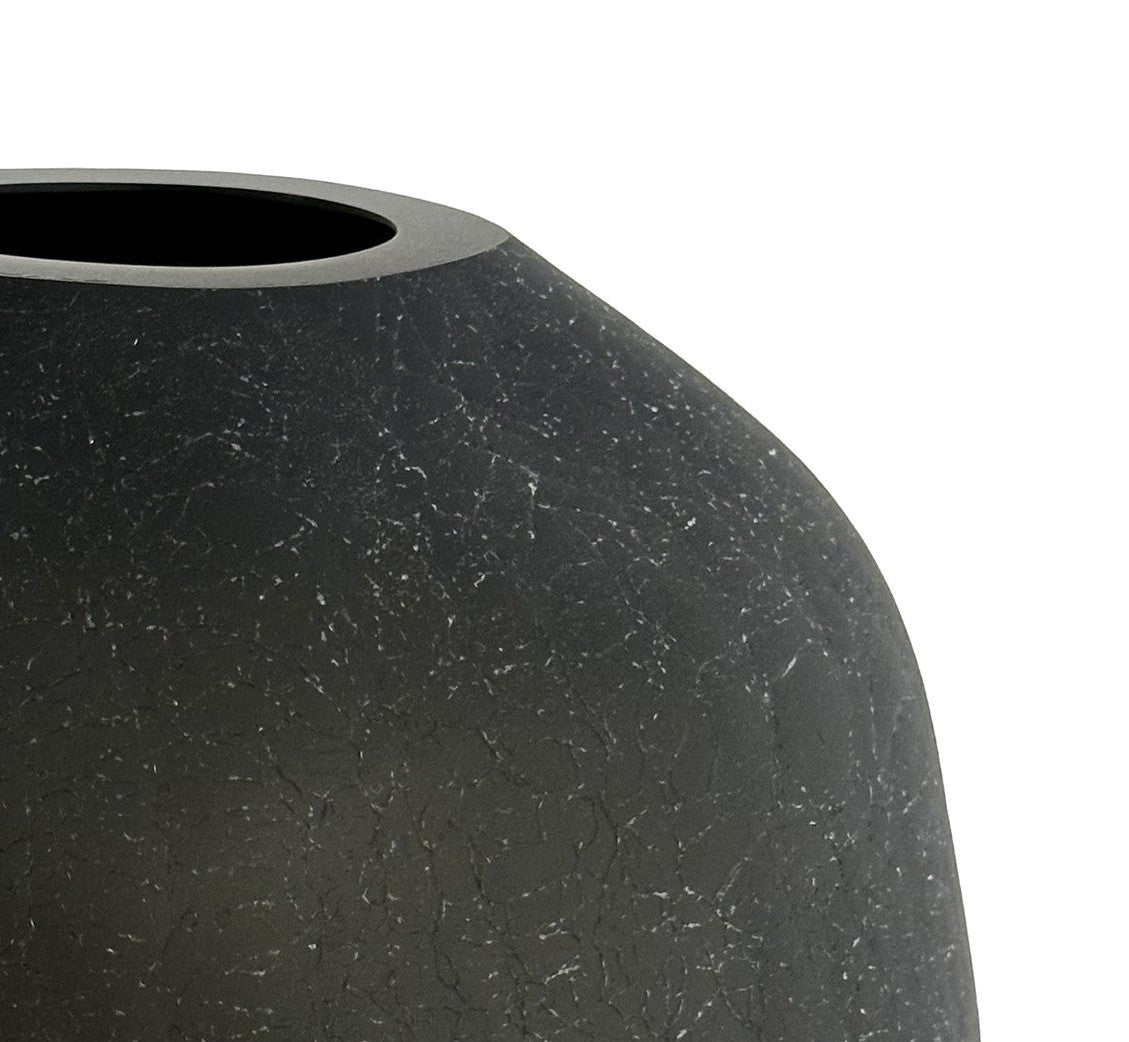 Glass vase organic crackled dark grey mat - - Country of Origin: Estonia