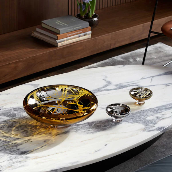 DECO Large Splashed Amber Bowl - Country of Origin : Latvia