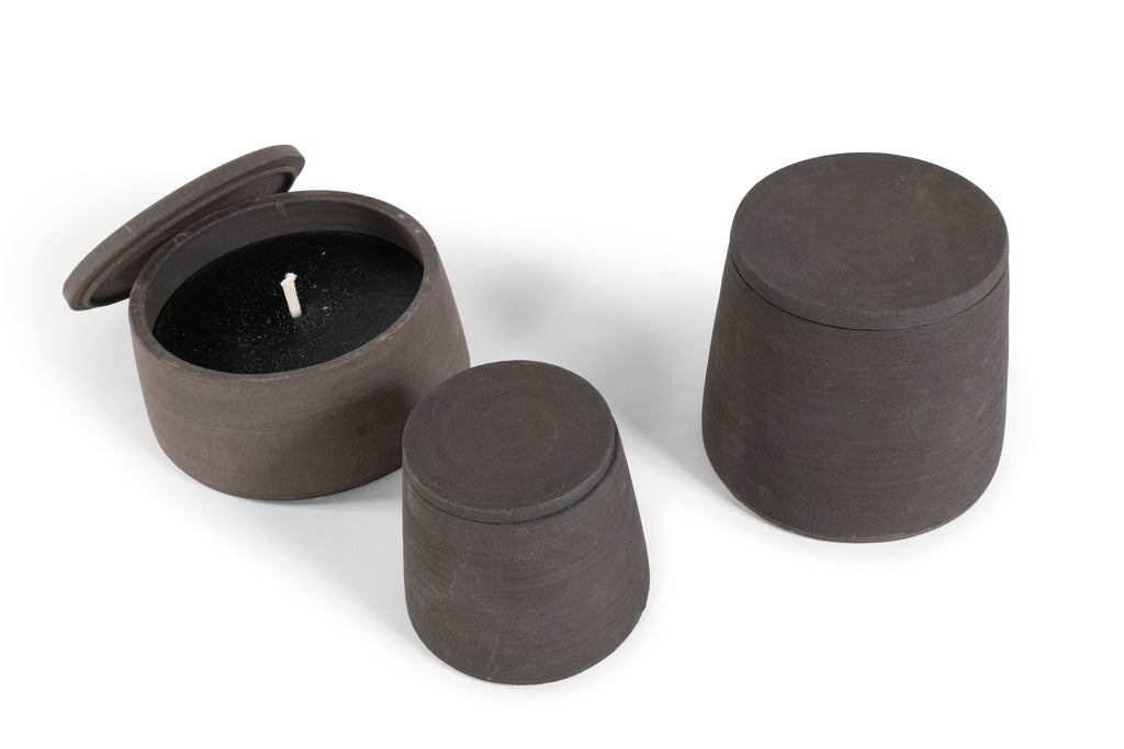 Black Terracotta Outdoor Candle -Rosemary Scent - Small Size - Country of Origin: Belgium