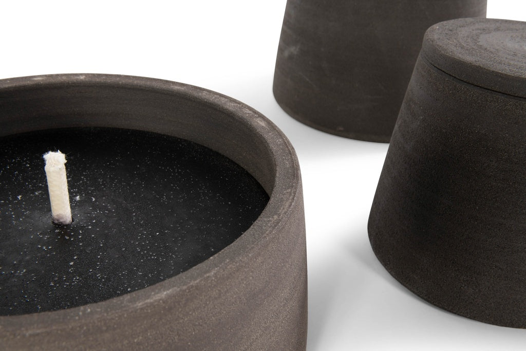 Black Terracotta Outdoor Candle -Rosemary Scent - Small Size - Country of Origin: Belgium