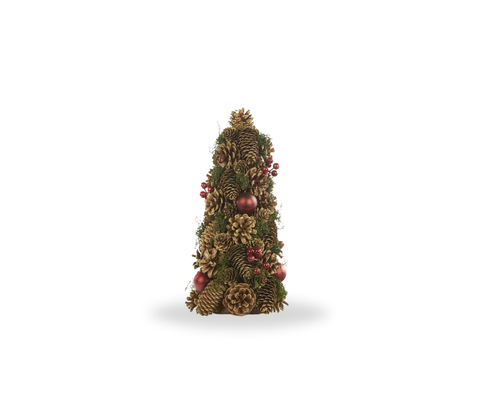 Berry, Ball, and Pinecone Tabletop Arrangement - Country of Origin : Belgium