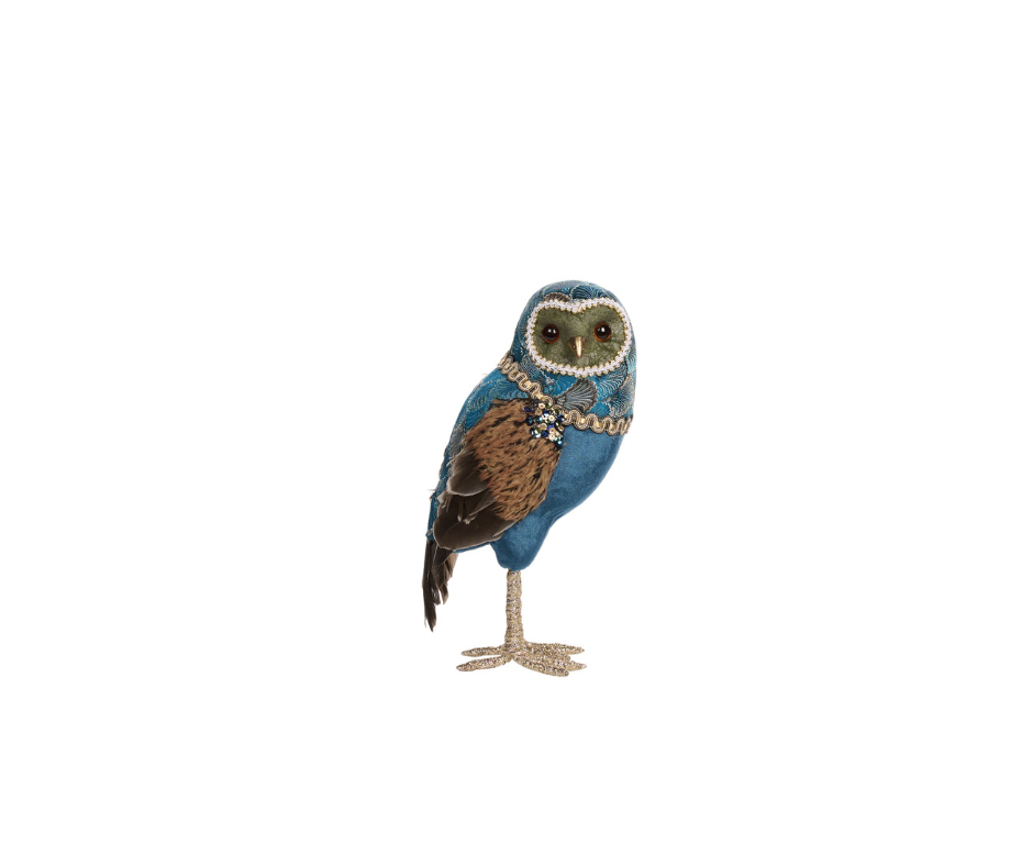 Brocade Plume Owl Figurines 27cm - Country of Origin : Belgium