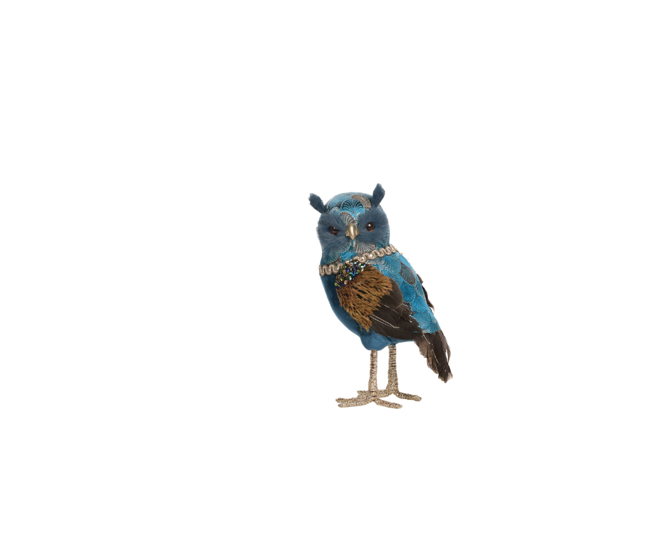 Brocade Plume Owl Figurines 27cm - Country of Origin : Belgium