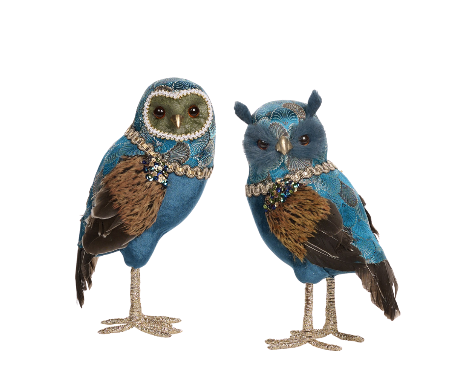 Brocade Plume Owl Figurines 27cm - Country of Origin : Belgium