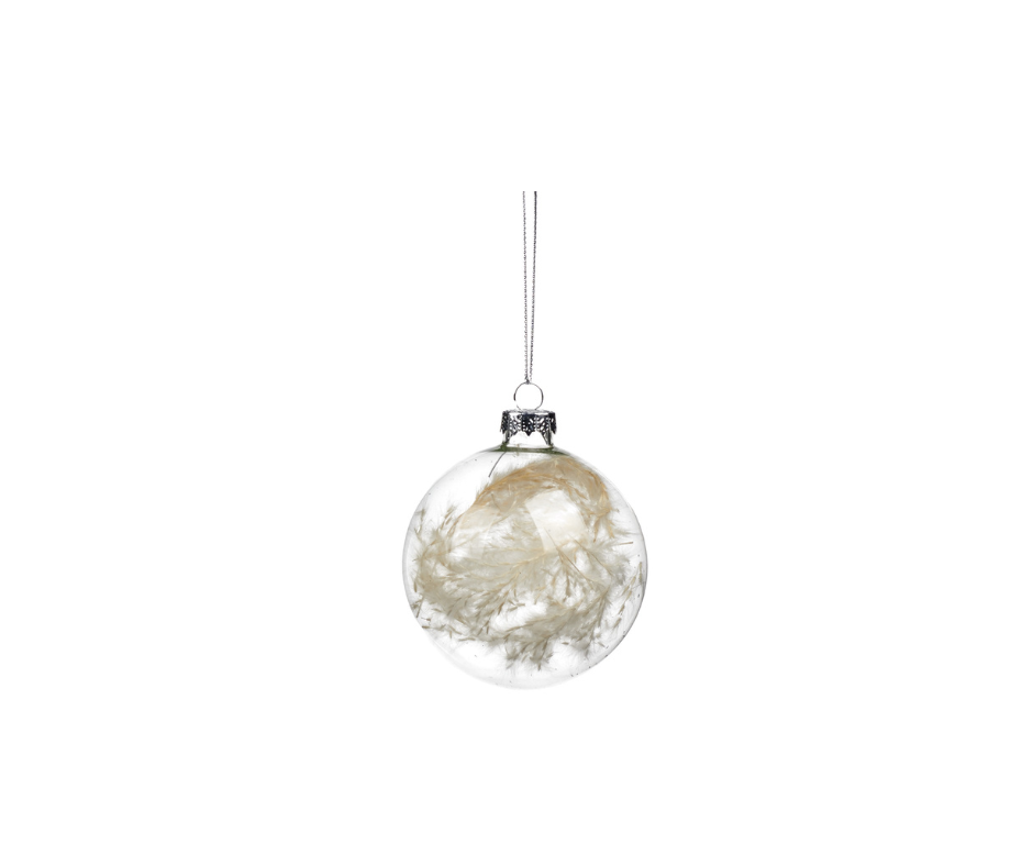 Glass Dried Plant Ball Ornament  - 8 cm - Country of Origin : Belgium