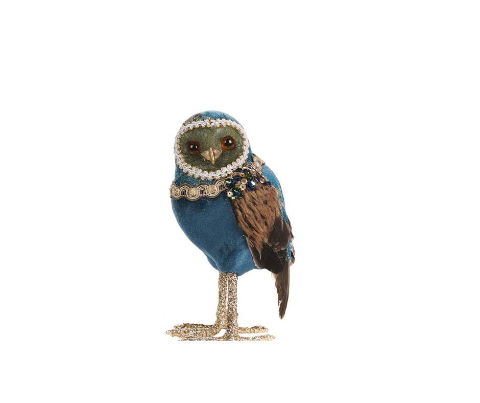 Brocade Plume Owl Figurines 16cm - Country of Origin : Belgium
