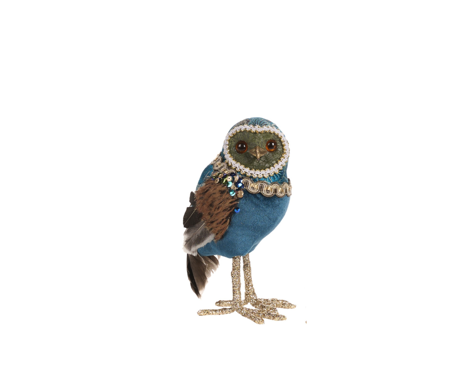 Brocade Plume Owl Figurines 16cm - Country of Origin : Belgium