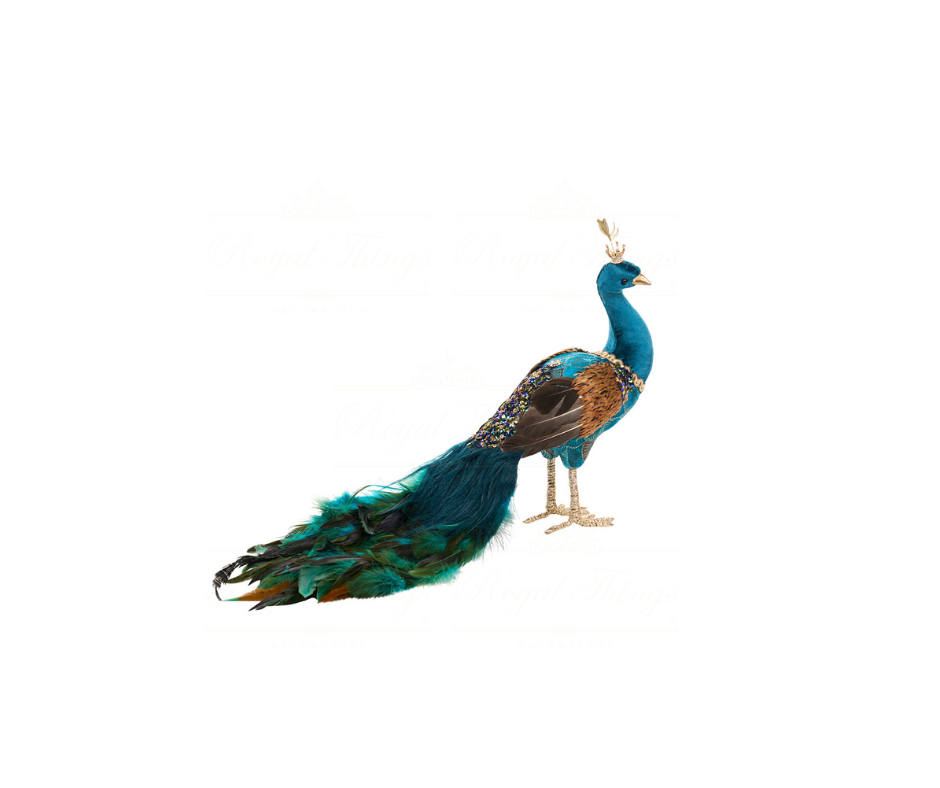 Brocade Plume Peacock with Crown Tabletop - Country of Origin : Belgium