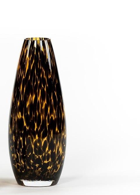 Leopard Spotted Teardrop Glass Vase - Country of Origin: Belgium