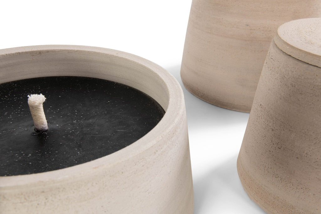 Grey Terracotta Outdoor Candle - Rosemary Scent - Medium Size -Country of Origin: Belgium