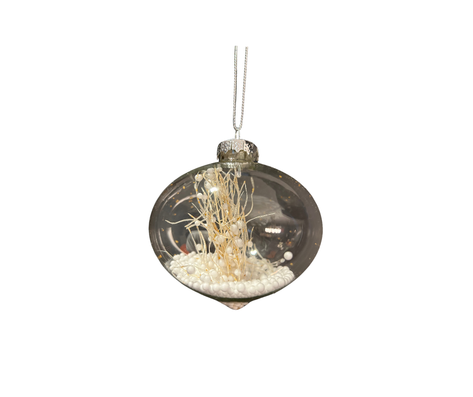Glass Twig and Berry Filled Ornament Set - Assorted Shapes - Country of Origin : Belgium