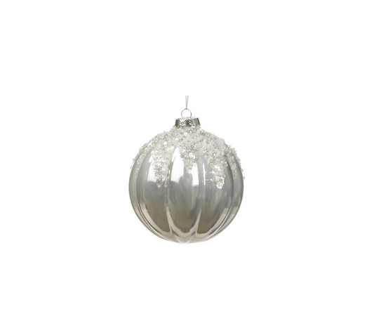 Glass Sequined Top 3D Ribbon Ball  10 cm - Country of Origin : Belgium