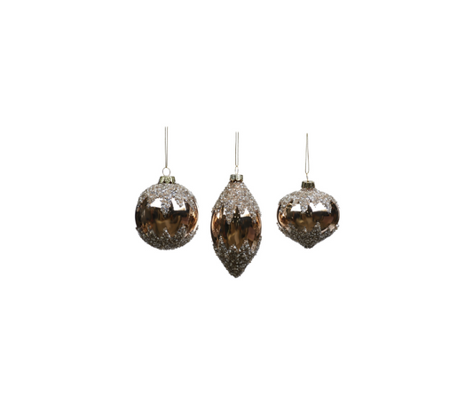 Glass Glitter Top and Bottom Ball - Country of Origin : Belgium