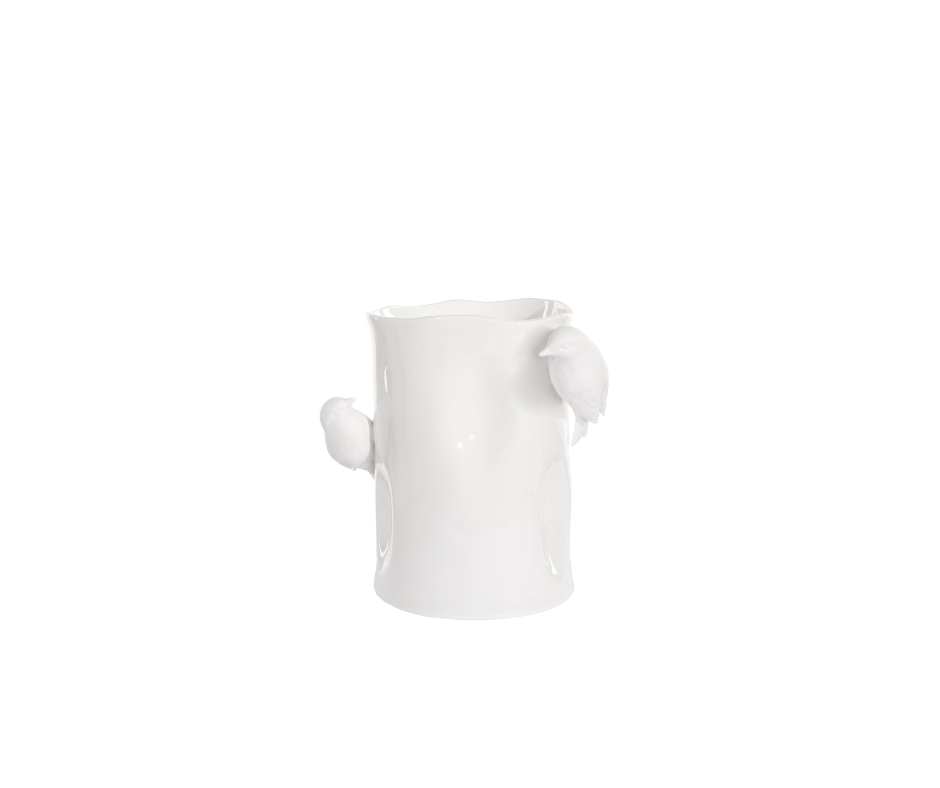 Porcelaine vase w/white birds 21cm - Country of Origin: Estonia