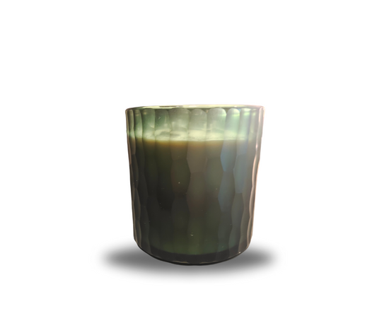 Scented Candle Green Glass Vase with Croco Design - Country of Origin: Belgium
