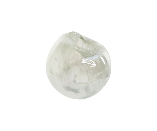 Glass organic ball shape vase clear white lines d20-22;h22cm - Country of Origin : Estonia