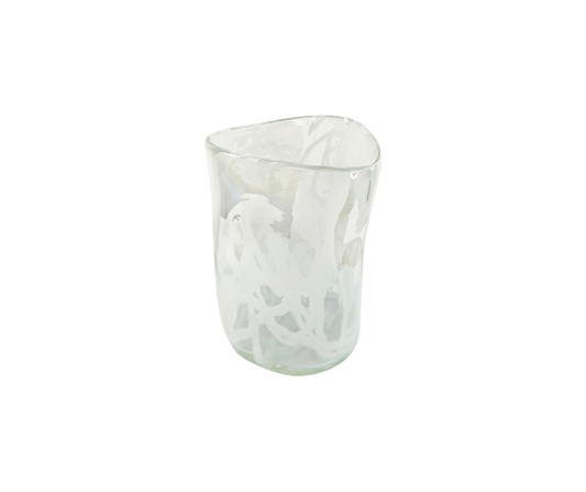 Glass triangle cylinder vase clear white lines d15;h21cm - Country of Origin : Estonia