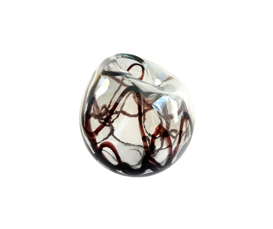 Glass organic ball shape vase lustered black lines d20-22;h22cm - Country of Origin : Estonia