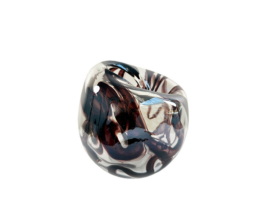 Glass organic ball shape vase lustered black lines d17;h19cm - Country of Origin : Estonia