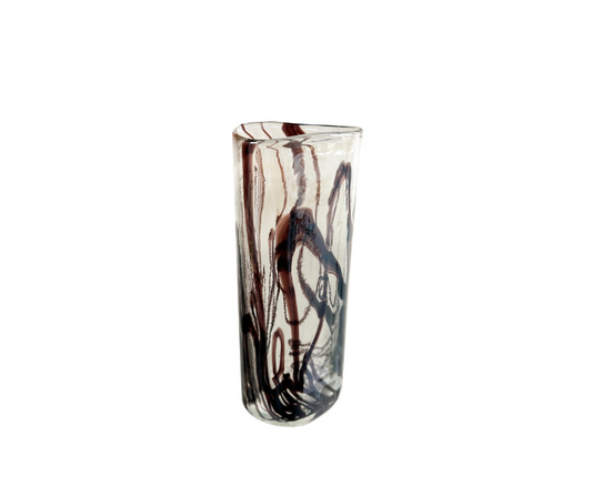 Glass triangle cylinder vase lustered black lines d11,5;h30,5cm - Country of Origin : Estonia