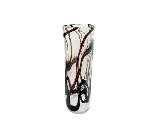 Glass triangle cylinder vase lustered black lines d11,5;h39cm - Country of Origin : Estonia