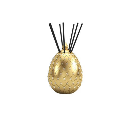 Gold Egg shape Reed Diffuser. 250 ml - Country of Origin: Italy