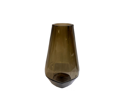 Glass cone vase angled lt smoke - Country of Origin: Estonia