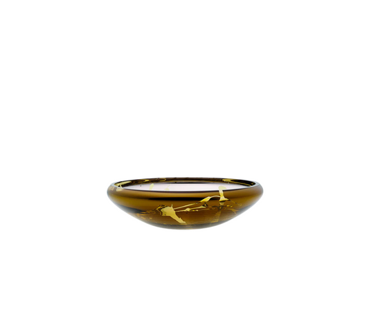 DECO Flat Splashed Amber Bowl - Country of Origin : Latvia