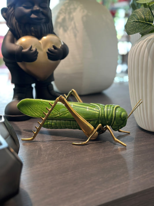 Laboratorio d'Estorias Green Grasshopper with natural brass legs - Country of Origin: Portugal