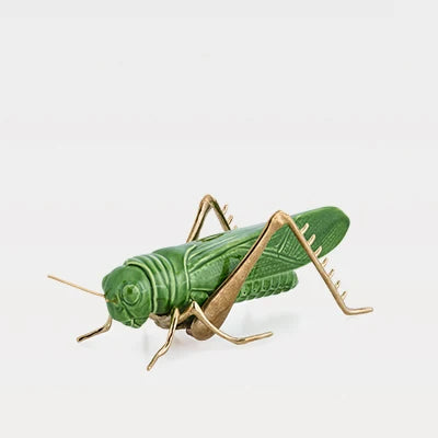 Laboratorio d'Estorias Green Grasshopper with natural brass legs - Country of Origin: Portugal