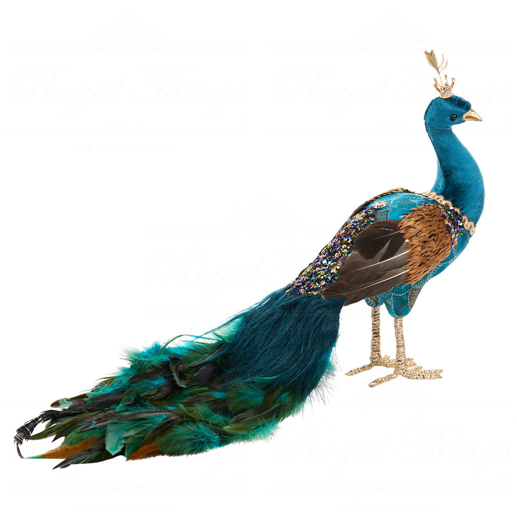 Brocade Plume Peacock with Crown Tabletop - Country of Origin : Belgium
